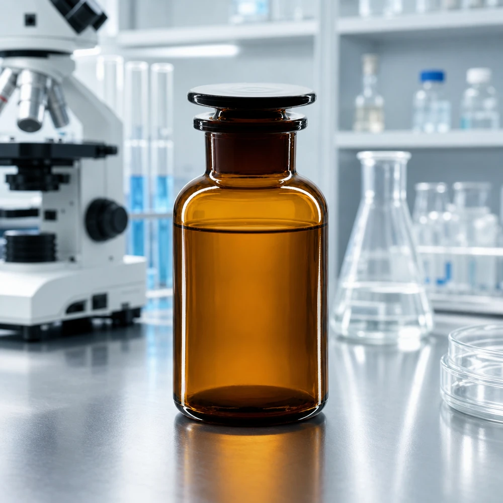 Rundschulterflasche 250ml Braunglas Weithals mit Glasstopfen für Labor und Fachhandel