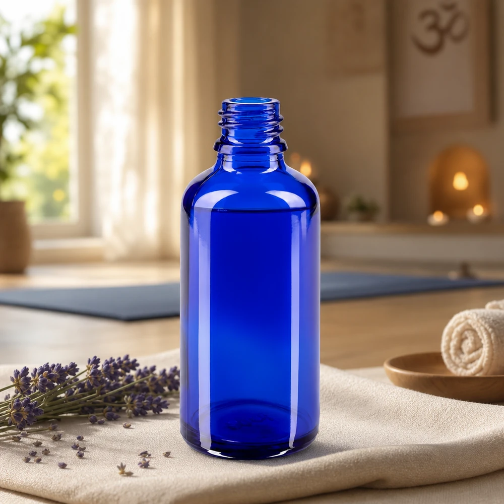Tropfflasche 50ml DIN 18 BLAUGLAS 50ml blaue Apothekerflasche aus ApoGlas für professionelle Anwendung in Pharmazie und Kosmetik