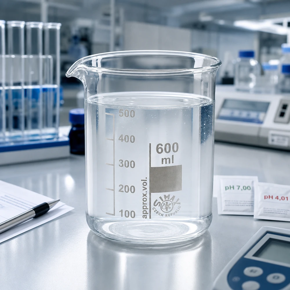 Becherglas 600ml aus Borosilikatglas niedrige Form für Labor und Industrie im Fachhandel Pacadura