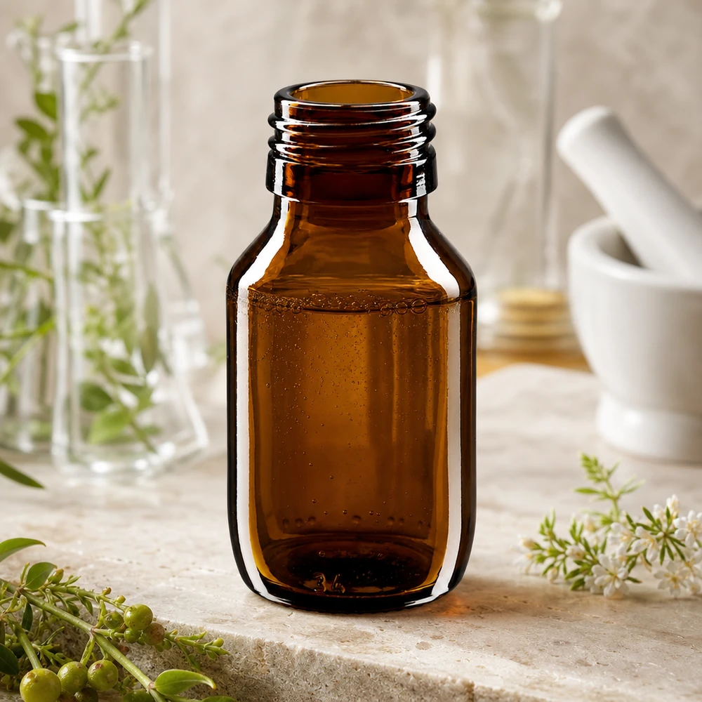 50ml Medizinflasche braun Apothekerglas PP28 Gewinde ohne Verschluss für professionellen pharmazeutischen Einsatz