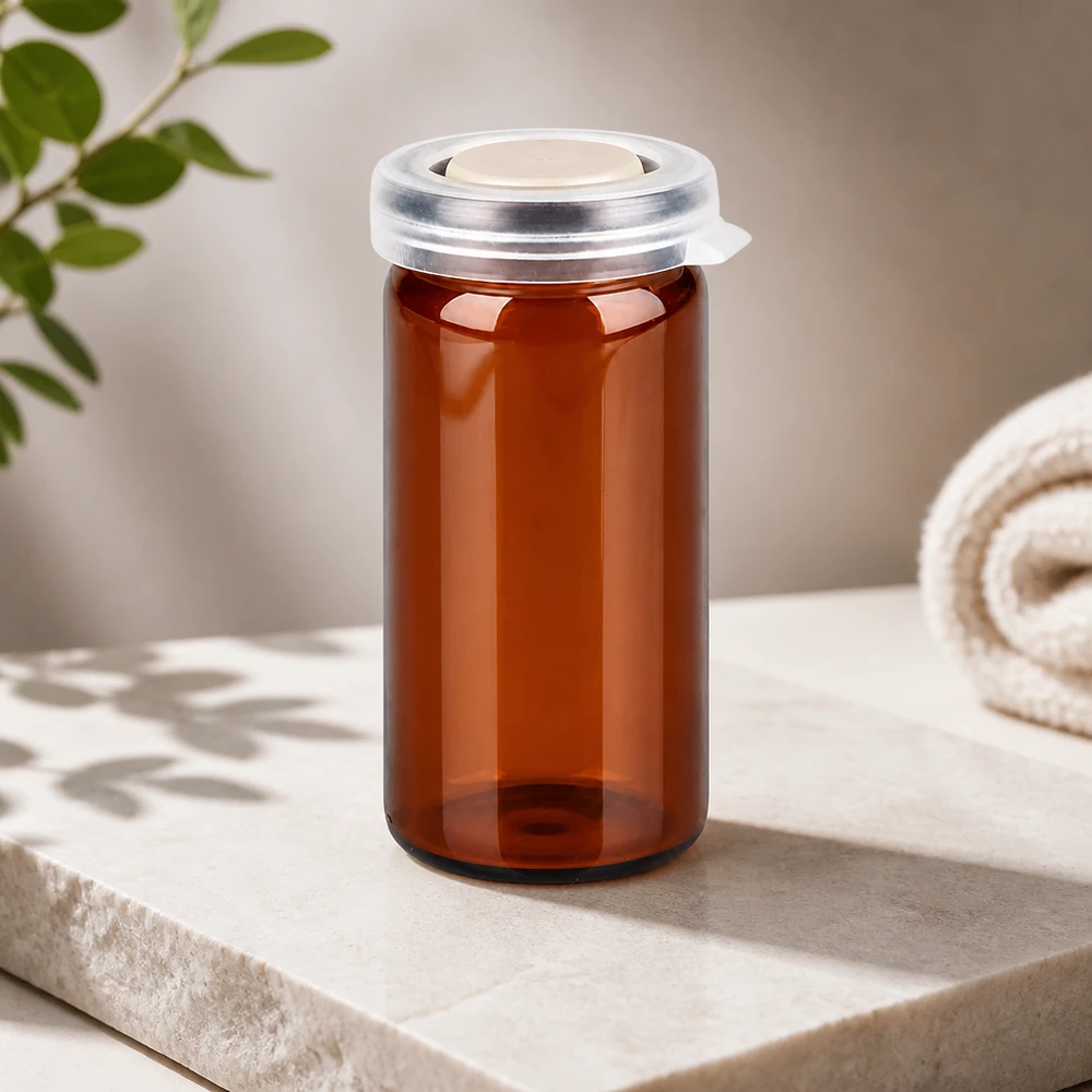 Rollrandglas 10ml braun mit Schnappdeckel aus Klarglas für pharmazeutische und gewerbliche Anwendungen