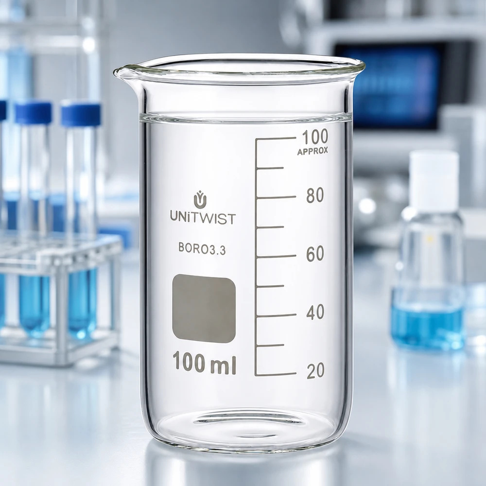 Becherglas 100ml Borosilikat, hohe Form UNiTWIST Becherglas 100ml Borosilikat hohe Form UNITWIST für Labor und Gewerbe mit Graduierung