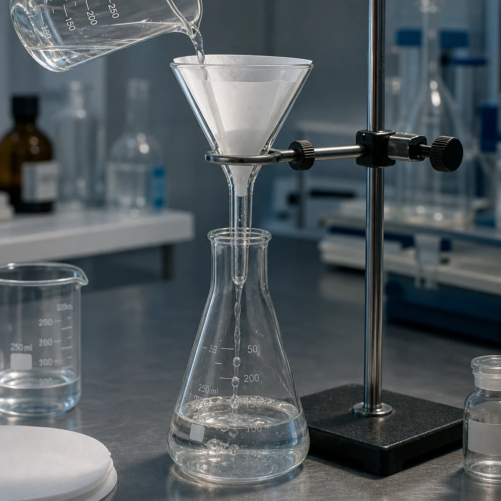 Trichter ø30mm Kalk-Soda, Winkel 60°, Kurzstil Labortrichter 30mm Durchmesser aus Kalk-Soda-Glas mit 60° Winkel und Kurzstiel für professionelle Filtration