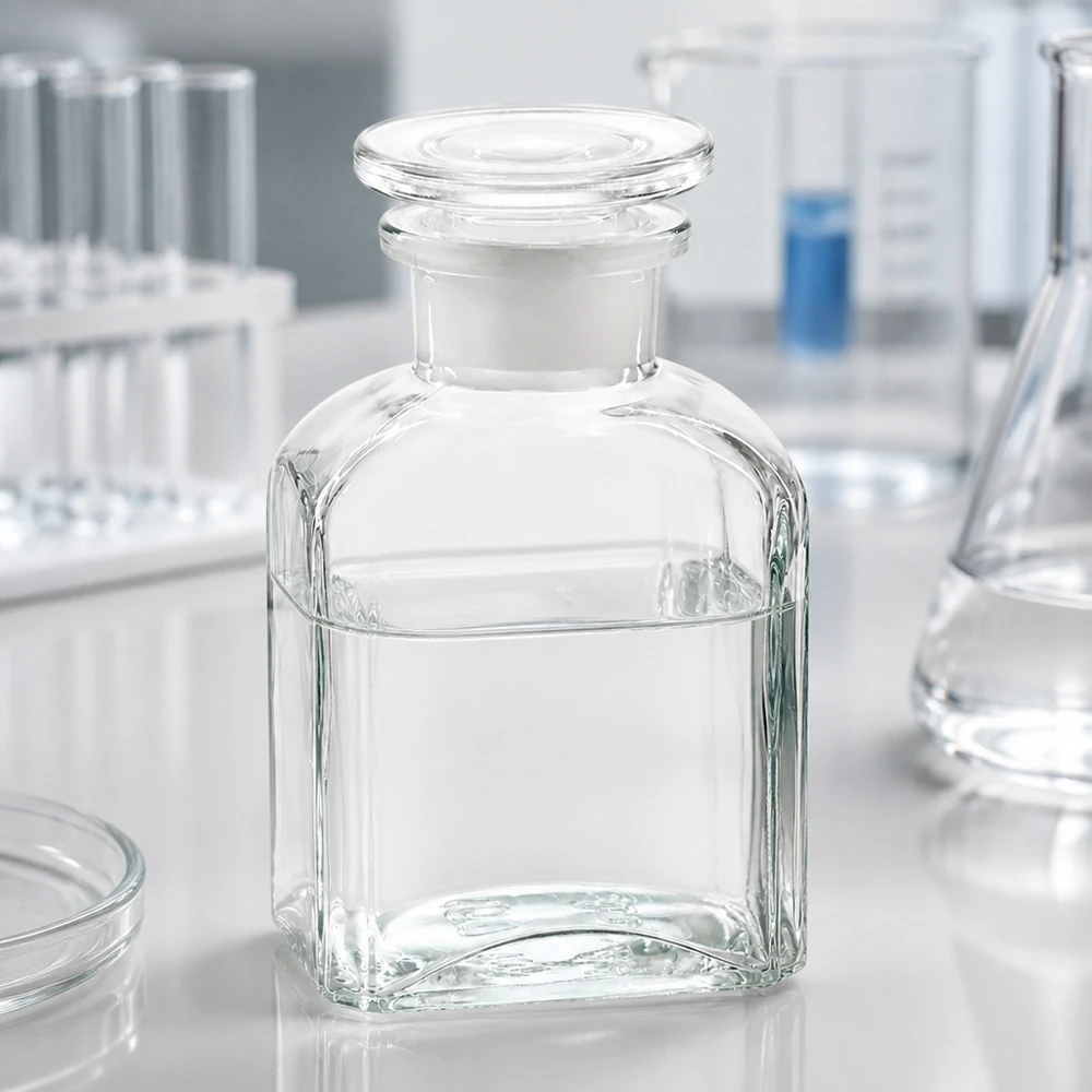 Vierkantflasche 150ml klar Weithals Glasstopfen Vierkantflasche 150ml Klarglas Weithals mit Glasstopfen für professionellen Labor- und Gewerbeeinsatz