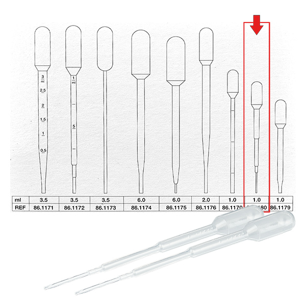 1ml Transferpipette (104x10mm) ohne Graduierung