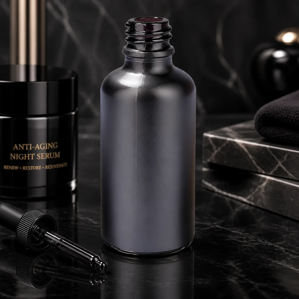 50ml Apothekerflasche BlackLine UT18/50 UNiTWIST 50ml Apothekerflasche BlackLine UT18/50 UNiTWIST schwarz matt für professionelle Kosmetik und Pharmazie bei Pacadura