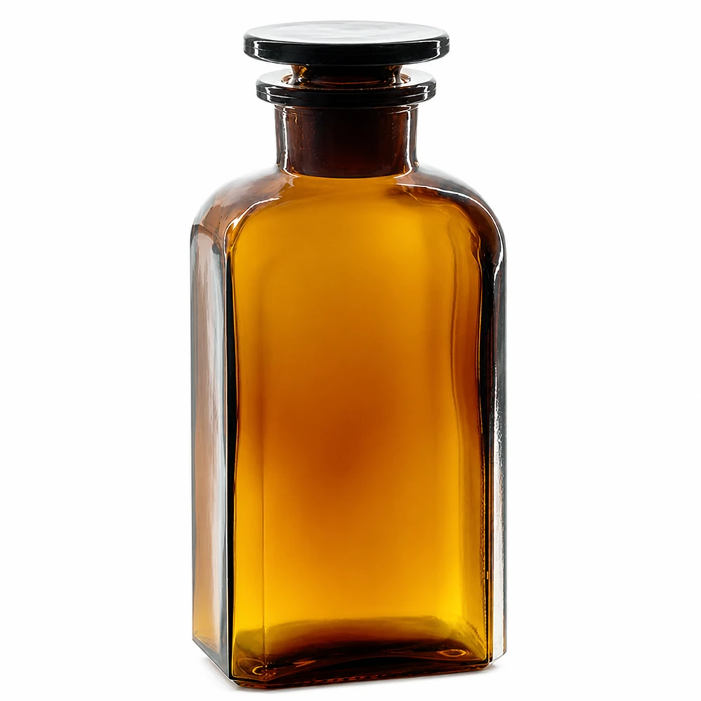 Vierkantflasche 250ml braun Weithals Glasstopfen Vierkantflasche 250ml Braunglas Weithals mit Glasstopfen für professionellen Laboreinsatz