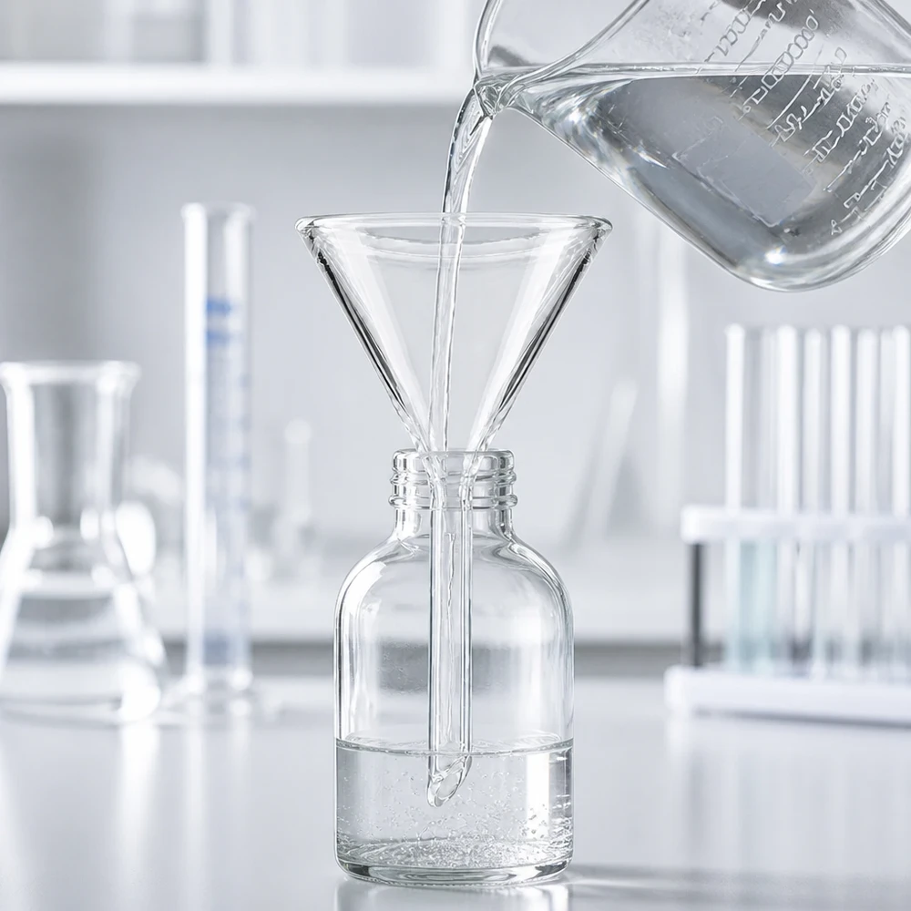Trichter ø45mm Kalk-Soda, Winkel 60°, Kurzstil Labortrichter Kalk-Soda-Glas 45mm Durchmesser 60° Winkel Kurzstiel für professionelle Anwendung Pacadura