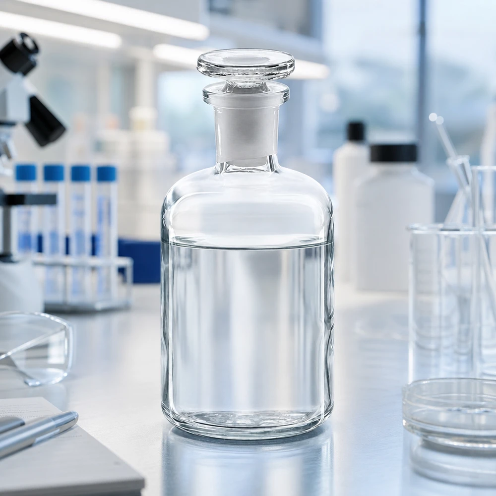 Rundschulterflasche 100ml klar Enghals Glasstopfen Rundschulterflasche 100ml Klarglas Enghals mit Glasstopfen für Labor und Fachhandel