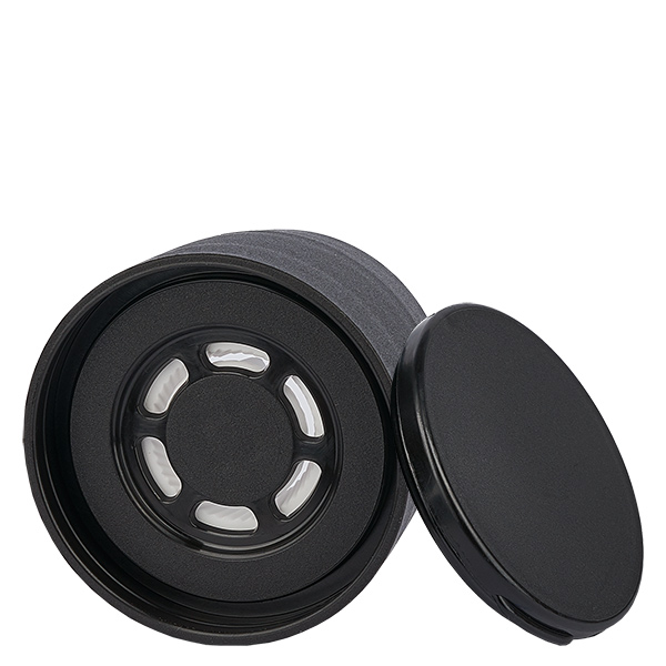 Salz-/Gewürzglas Deckel mit grober Mühle schwarz Salz-/Gewürzglas Deckel mit grober Mühle schwarz