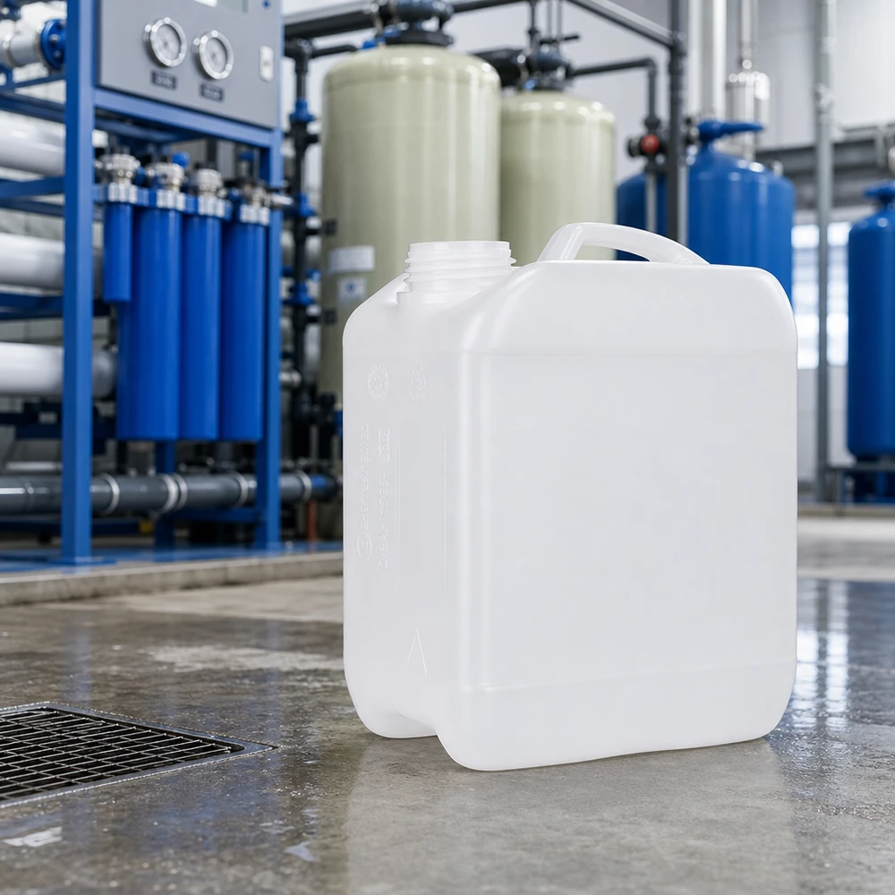 Weißer HDPE-Kanister 2,5 Liter ohne Verschluss für gewerblichen Einsatz in Industrie und Wasseraufbereitung
