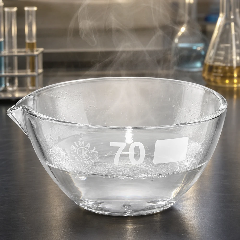 Abdampfschale 60ml Borosilikat mit Ausguss ø70mm für Labor und Industrie - professionelle Glaswaren bei Pacadura