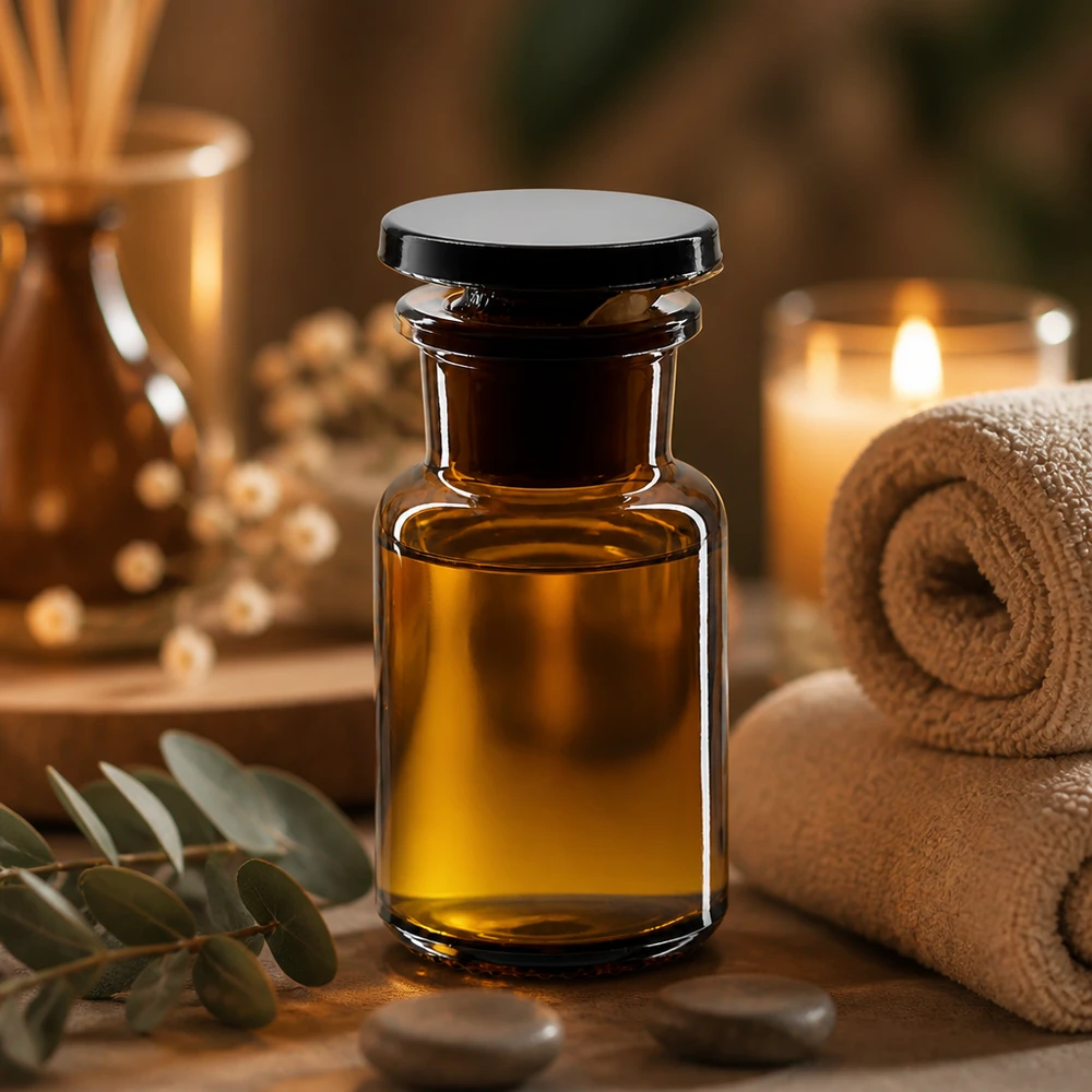 Braune Weithalsflasche 50ml mit Glasstopfen aus Borosilikatglas für professionelle Abfüllung im Fachhandel