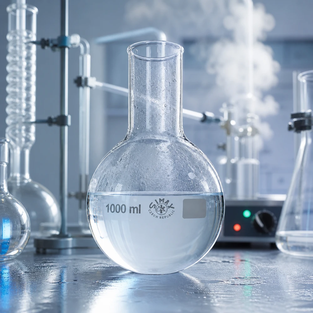 Rundkolben 1000ml Weithals Rundkolben 1000ml Weithals aus Borosilikatglas für professionelle Laboranwendungen und chemische Synthese