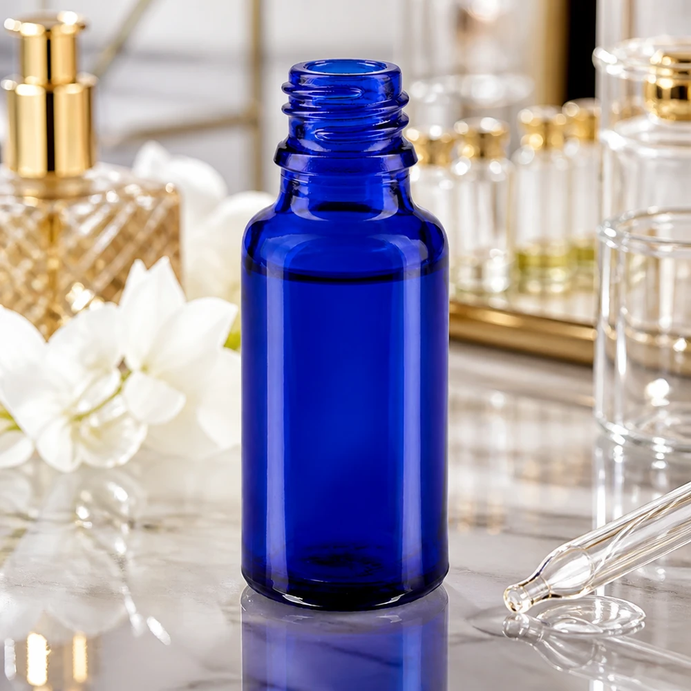 Tropfflasche 20ml DIN 18 BLAUGLAS 20ml blaue Apothekerflasche aus hochwertigem ApoGlas für professionelle Anwendung in Pharmazie und Kosmetik