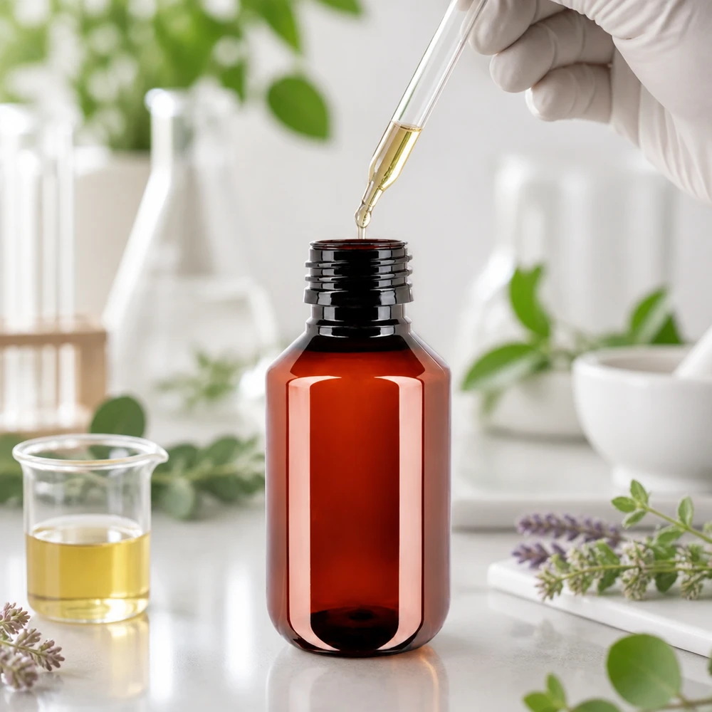 PET Flasche 100ml PP28 Gewinde braun ohne Verschluss für professionelle Abfüllung im Fachhandel