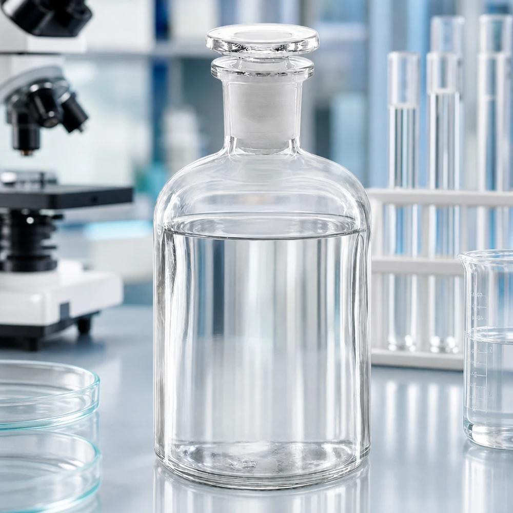 Rundschulterflasche 250ml klar Enghals mit Glasstopfen aus Borosilikatglas für Labor und Fachhandel