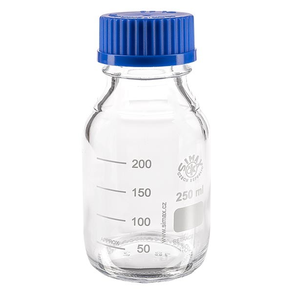Laborgewindeflasche 250ml mit Kappe, Borosilikat