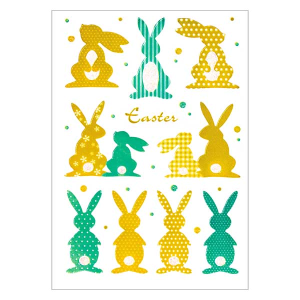 Sticker "Goldhasen" (10 Aufkleber mit Glitzer)