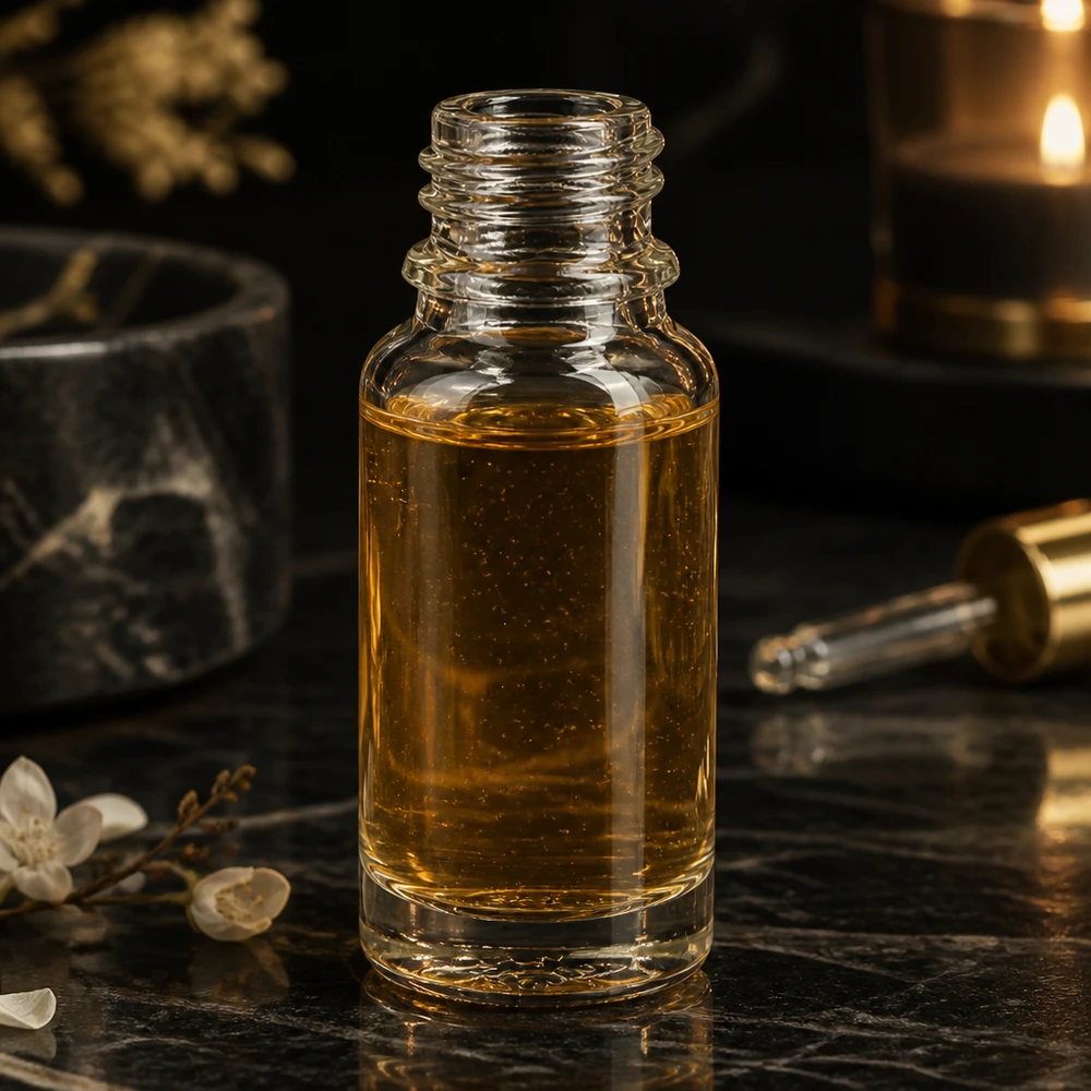 10ml Apothekerflasche ClearLine DIN18 aus Klarglas mit Goldöl Füllung für professionellen Einsatz