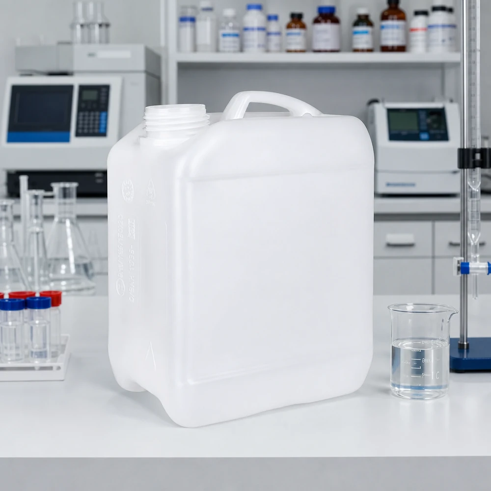 Weißer HDPE-Kanister 2,5 Liter ohne Verschluss für professionellen Laboreinsatz bei Pacadura.de