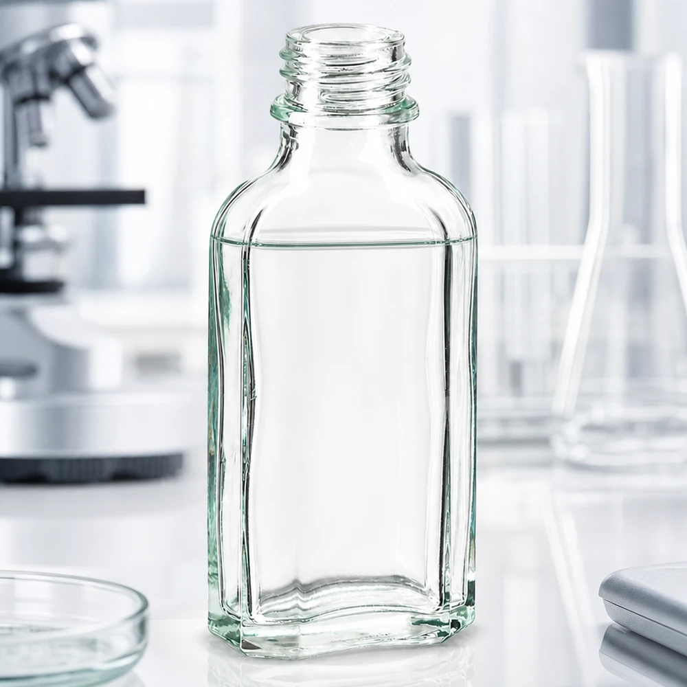 50 ml Meplatflasche klar aus Glas mit DIN22 Gewinde für professionellen gewerblichen Einsatz
