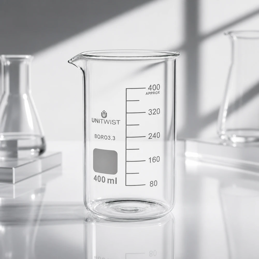Becherglas 400ml Borosilikat, hohe Form UNiTWIST Becherglas 400ml Borosilikat hohe Form UNITWIST für professionellen Laboreinsatz im Fachhandel