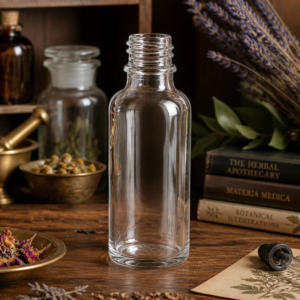 Klarglas Flasche 30ml DIN 18 30ml klare Apothekenflasche ApoGlas für professionelle Anwendung in Pharmazie und Kosmetik