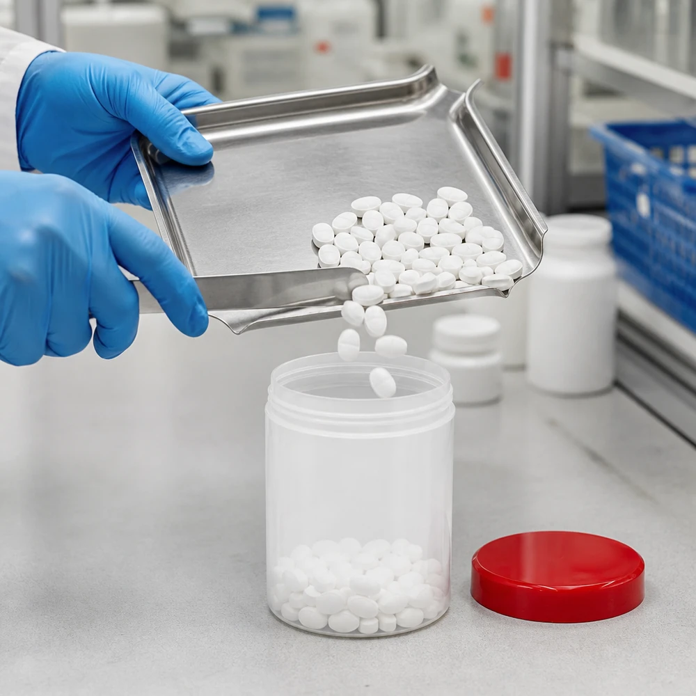 Salbenkruke 10g weiß PP-Kunststoff mit rotem Schraubdeckel für pharmazeutische Abfüllung