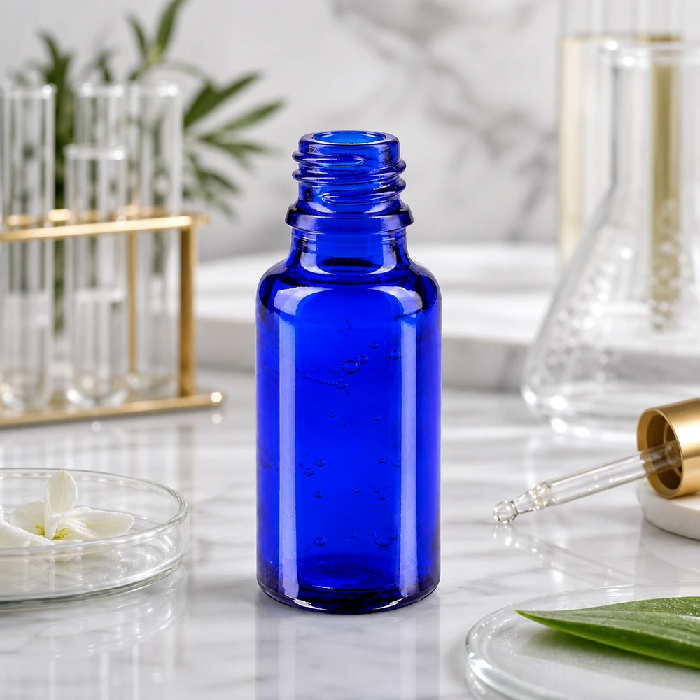 Tropfflasche 20ml DIN 18 BLAUGLAS 20ml blaue Apothekerflasche aus ApoGlas für professionellen pharmazeutischen und kosmetischen Einsatz im Fachhandel