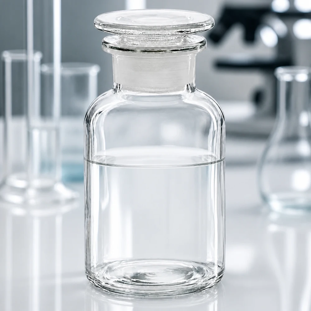Rundschulterflasche 250ml Klarglas Weithals mit Glasstopfen für Labor und Fachhandel