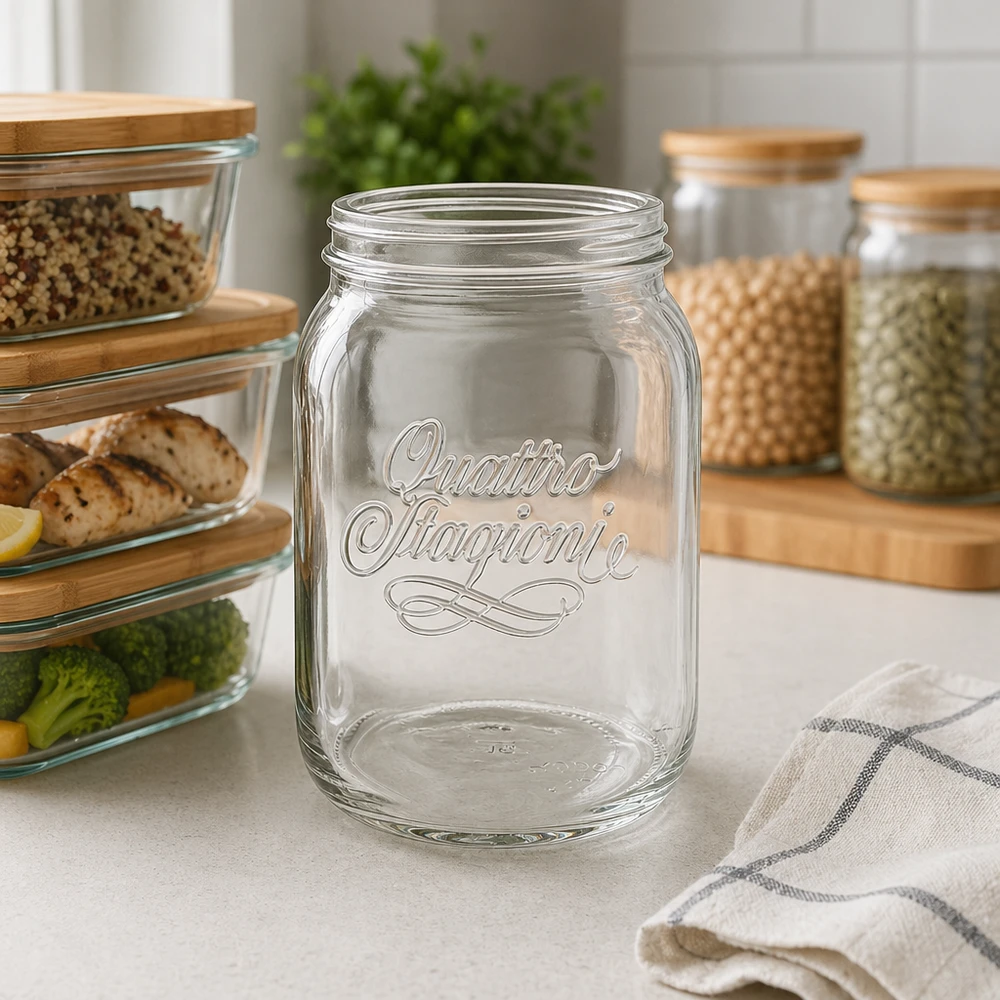 2000ml Quattro Stagioni Haushaltsglas aus hochwertigem Glas für professionelle Aufbewahrung in Küche und Gewerbe