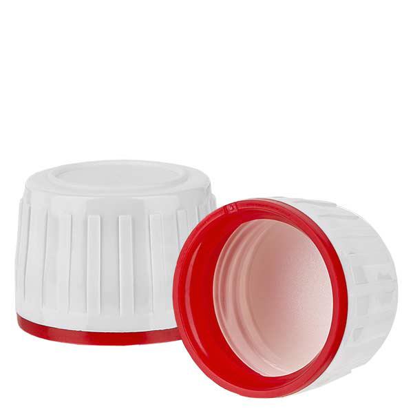 Schraubverschluss weiß mit Originalitätsring rot PP28 ApoGlas Schraubverschluss weiß mit Originalitätsring rot PP28 ApoGlas
