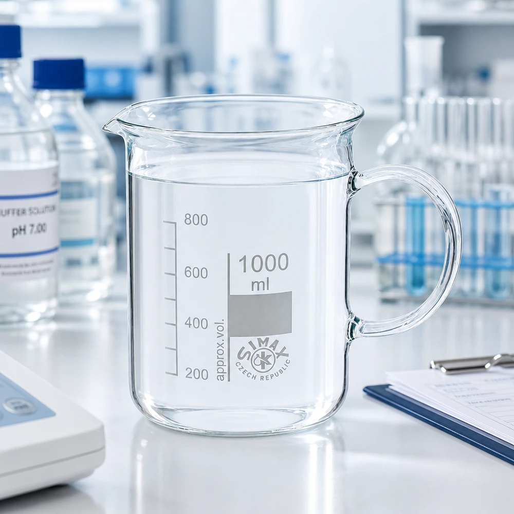 Becherglas 1000ml Borosilikatglas, mit Henkel Becherglas 1000 ml Borosilikatglas mit Henkel für Labor und Gewerbe von Simax