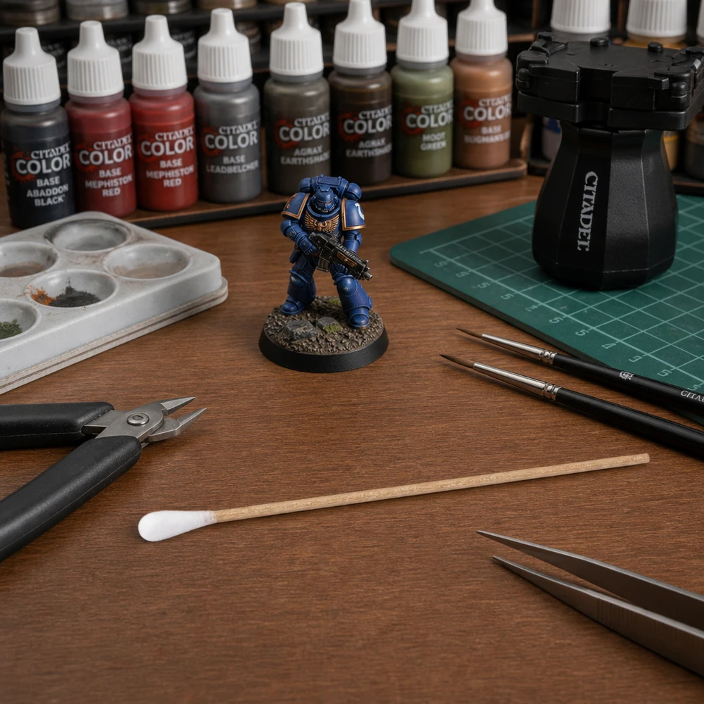 Wattestäbchen UNSTERIL Unsterile Wattestäbchen professionell beim Bemalen von Warhammer 40K Miniaturen im Modellbau-Hobbybereich eingesetzt