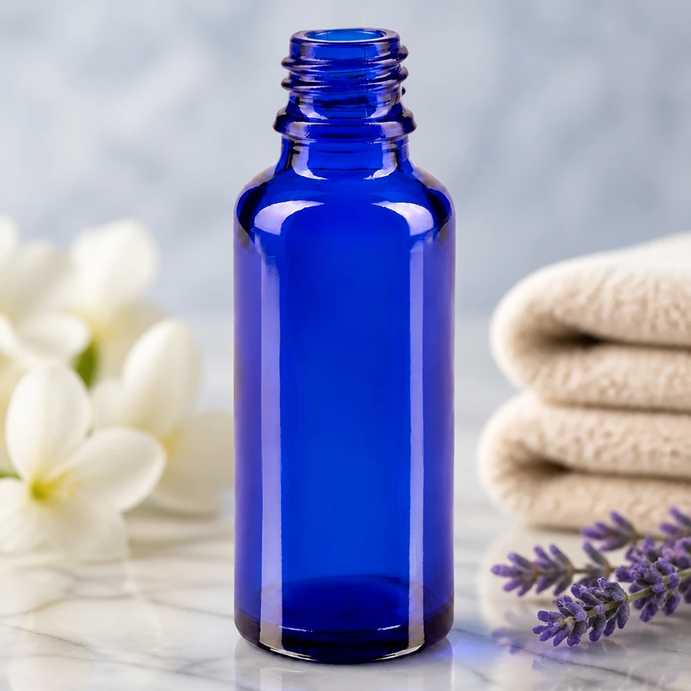 30ml Apothekerflasche ApoGlas aus blauem Borosilikatglas für professionelle Abfüllung im Fachhandel