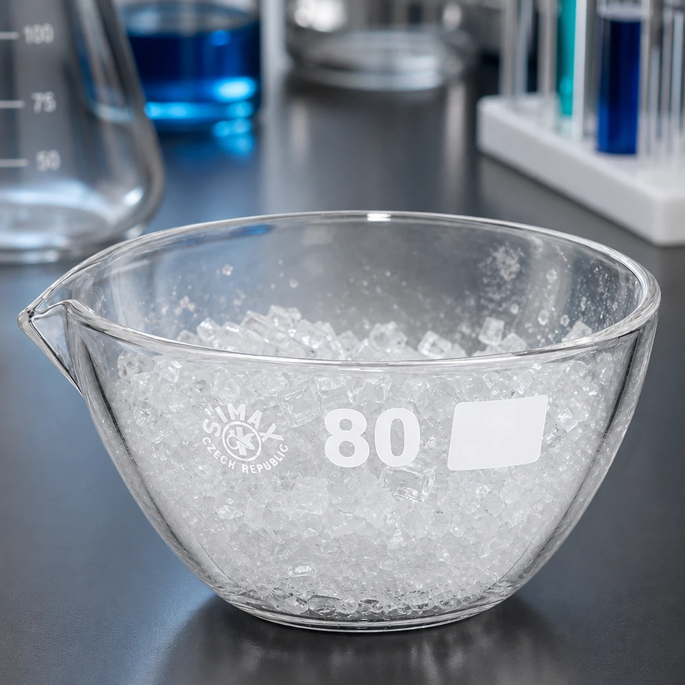 90ml Abdampfschale mit Ausguss Borosilikat ø80mm 90ml Abdampfschale Borosilikat mit Ausguss ø80mm für Labor und Industrie - professionelle Glaswaren bei Pacadura