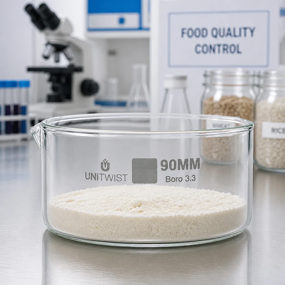 Kristallisierschale ø90mm Borosilikatglas UNiTWIST Kristallisierschale 90mm Borosilikatglas Boro 3.3 UNiTWIST für Lebensmittelqualitätskontrolle im Labor