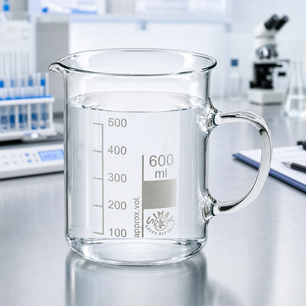 Becherglas 600ml Borosilikatglas, mit Henkel Becherglas 600 ml Borosilikatglas mit Henkel für professionellen Laboreinsatz von Simax