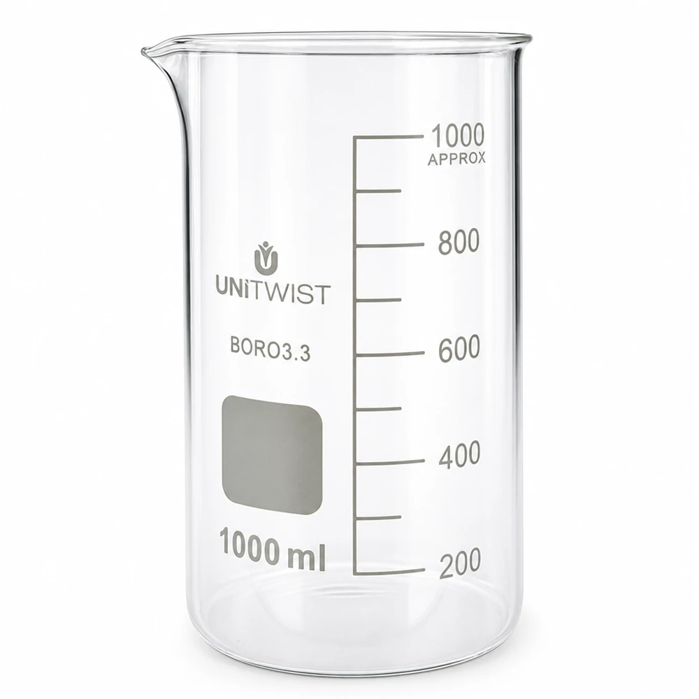 Becherglas 1000ml Borosilikat hohe Form UNITWIST BORO3.3 für professionellen Laboreinsatz