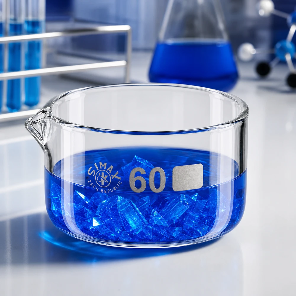 Simax Kristallisierschale 60ml mit Ausguss Borosilikatglas ø60mm Laborbedarf Pacadura
