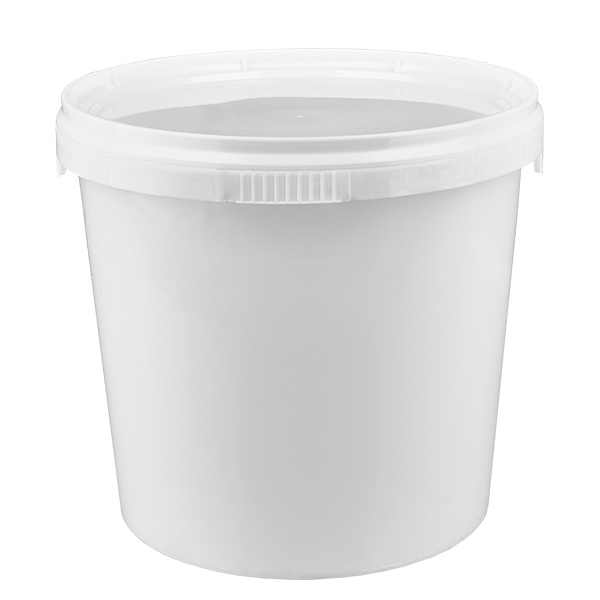 Eimer 1L aus weißem Kunststoff Polypropylen mit Deckel Eimer 1L aus weißem Kunststoff Polypropylen mit Deckel