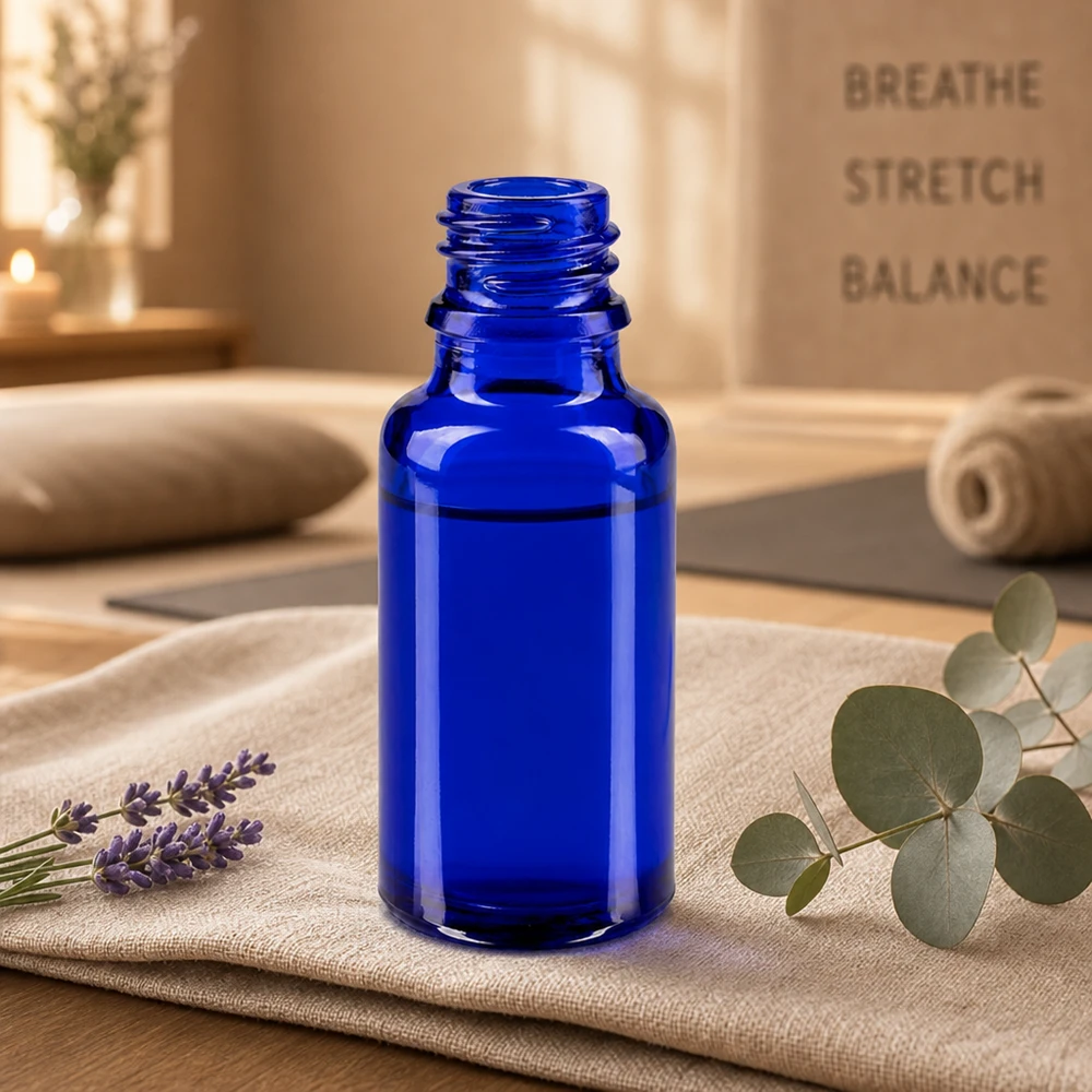 20ml blaue Apothekenflasche ApoGlas für professionelle Anwendung in Kosmetik und Aromatherapie bei Pacadura.de