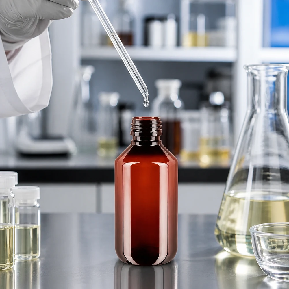 PET Flasche 200ml PP28 ohne Verschluss PET Flasche 200ml PP28 braun leer ohne Verschluss für gewerblichen Einsatz im Labor