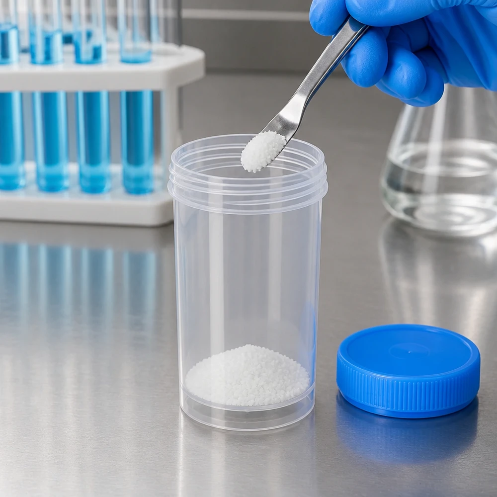 Universale Kunststoffdose 100ml Pathogefäß mit blauem Schraubdeckel für professionellen Laboreinsatz