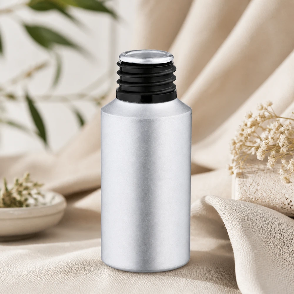 30ml Aluflasche gebeizt mit schwarzem Gewinde für professionelle Kosmetik und Pharmaverpackung