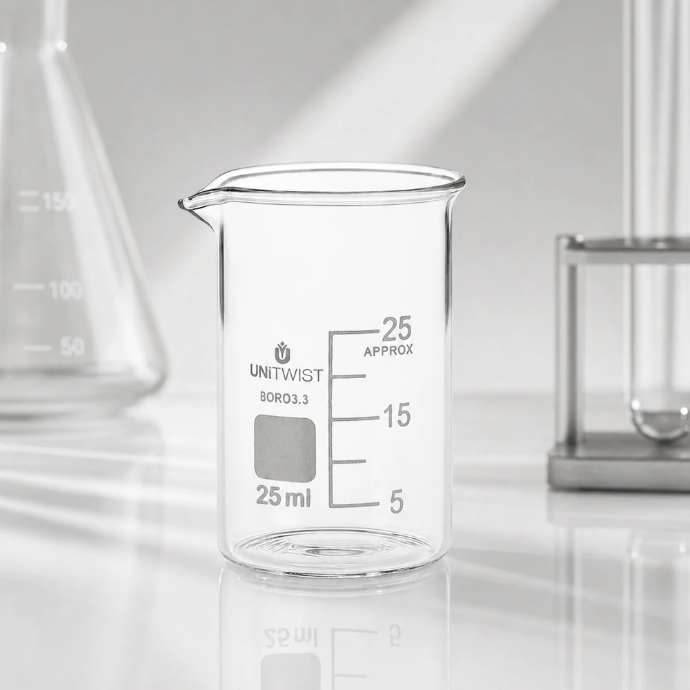 Becherglas 25 ml Borosilikat 3.3 niedrige Form UNiTWIST für Labor und Gewerbe