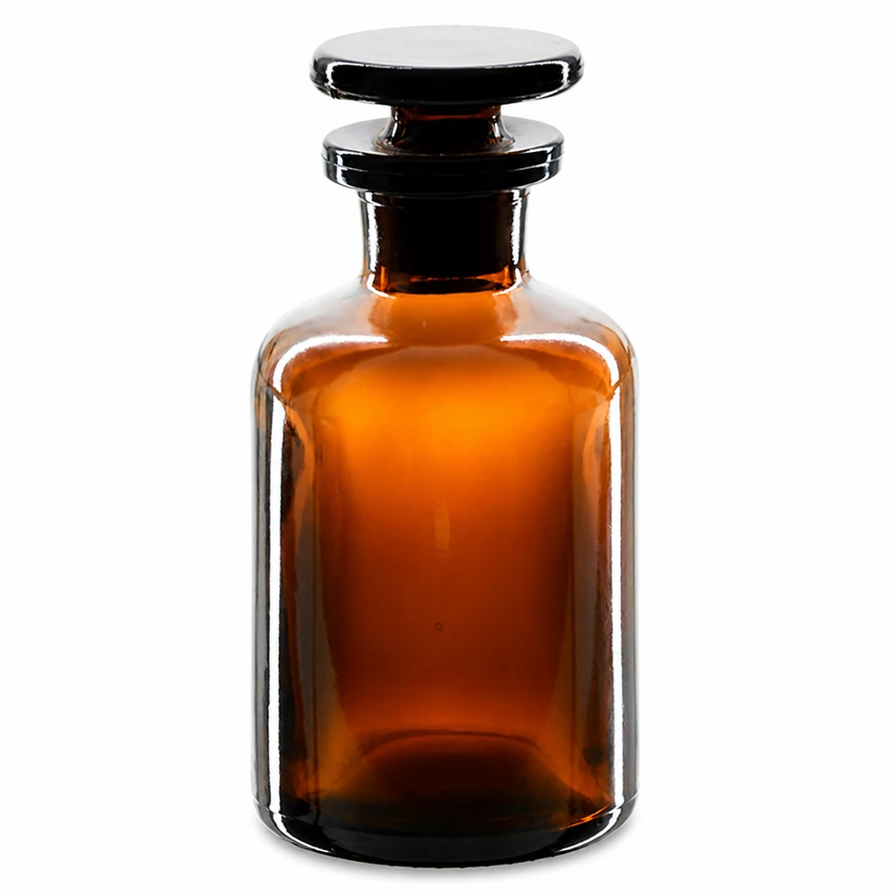 Rundschulterfl. 50ml braun Enghals Glasstopfen Braune Rundschulterflasche 50ml Enghals mit Glasstopfen für Labor und Fachhandel Pacadura