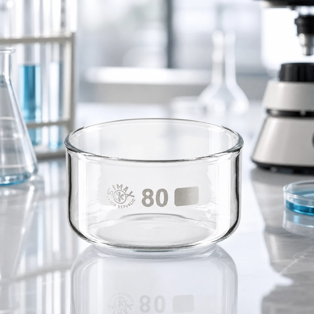 Kristallisierschale 150ml Borosilikatglas ohne Ausguss Durchmesser 80mm SIMAX Laborglas professionell