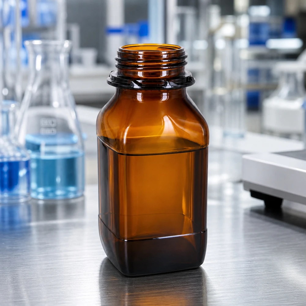 Chemikalienflasche 500ml Braunglas DIN 54 - Betriebsausstattung 500ml Chemikalienflasche aus braunem Glas für professionelle Laboranwendung und sichere Chemikalien-Lagerung